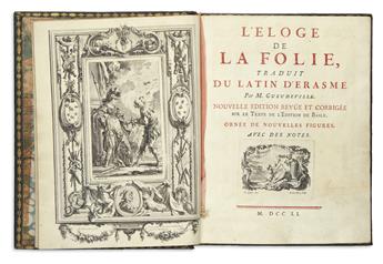 ERASMUS, DESIDERIUS.  LÉloge de la Folie.  1751.  Large-paper copy.